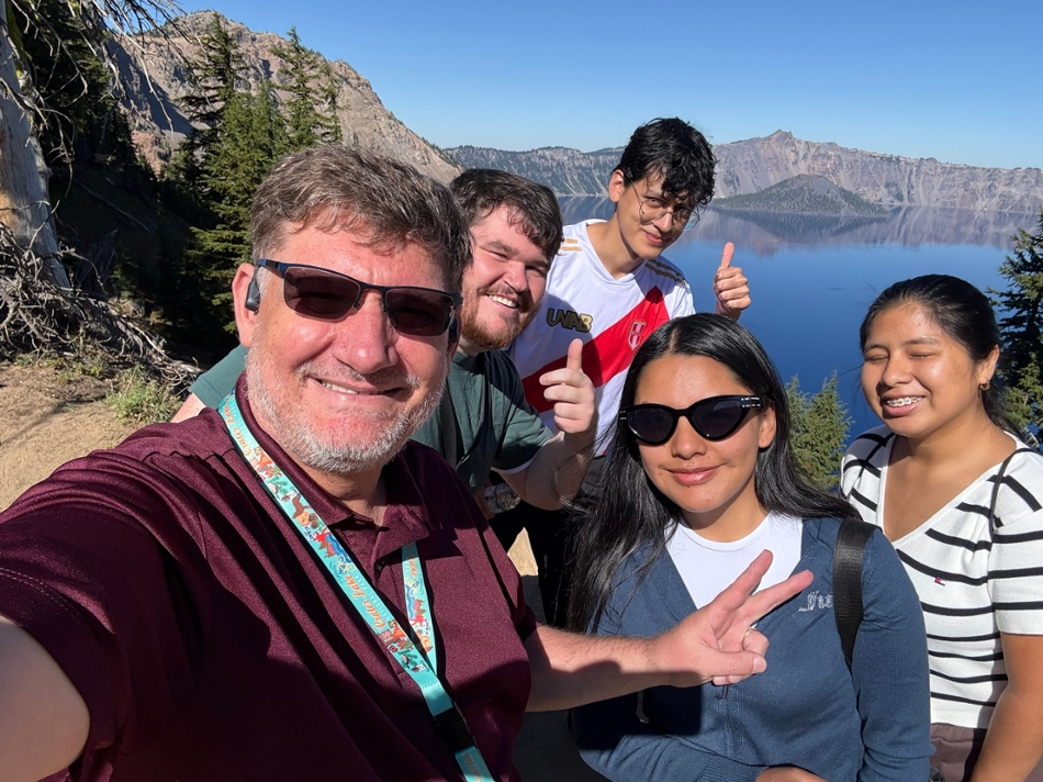 Exchange students at Crater Lake